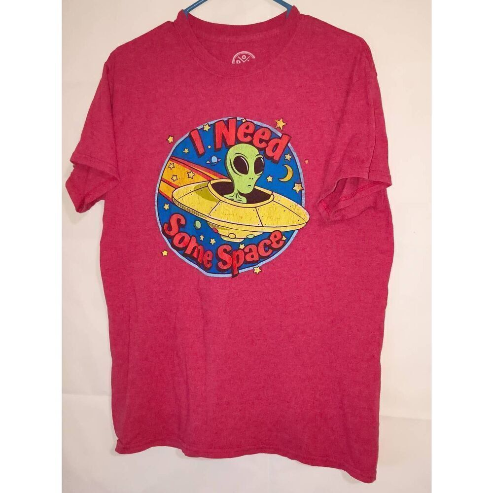Alien "I Need SomeโSpace" graphic print red alien yellow spaceship Medium